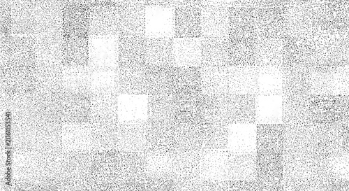 Foto Stippled halftone pattern with square grid shapes in black and white minimalist