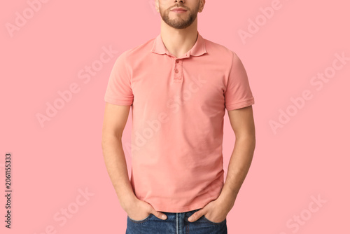 Man in stylish polo shirt  ...