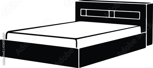 Fotografía Silhouette vector illustration of a modern comfortable double bed design