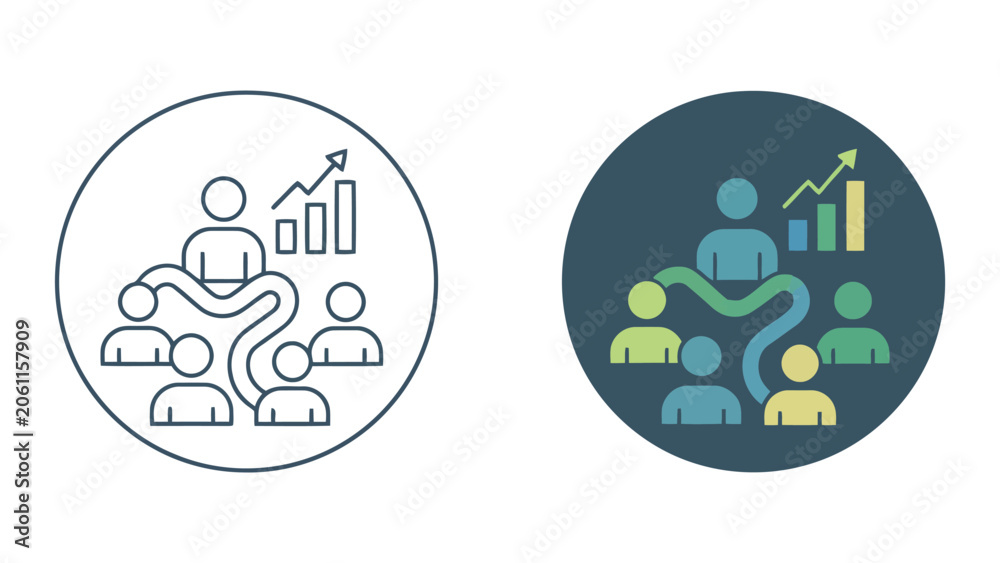 Fototapeta premium Corporate networking and strategic team management connection diagram in circular professional vector style