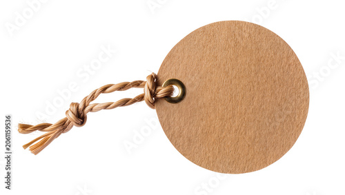 Картината върху платно Round kraft paper tag with twine string and metal grommet