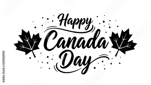 Foto Happy Canada Day calligraphy lettering, Canadian national holiday greeting with