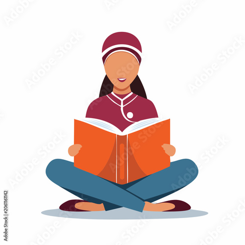Woman Reading a Book While Sitting Cross-legged