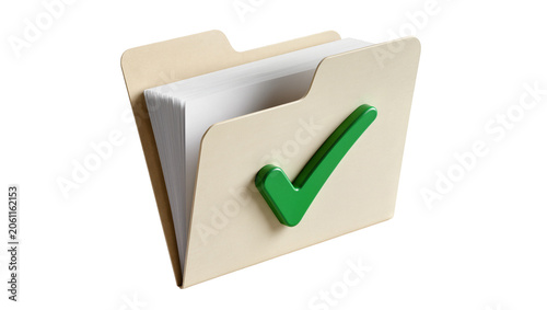 Folder with papers and green checkmark icon
