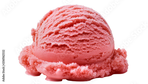 Φωτογραφία Pink strawberry ice cream scoop with textured surface, isolated on transparent b
