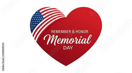 Memorial day heart shape with american flag design