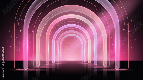 A sophisticated gradient geometric background composition emerging from a pure solid black foundation, featuring a series of perfectly balanced arches arranged in harmonious symmetry.