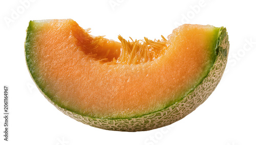 Photos Cantaloupe melon slice with seeds and rind
