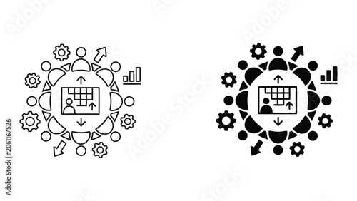 Canvastavla Circular team project planning and task management workflow icon depicting group