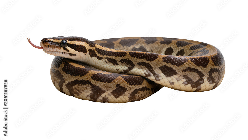 Naklejka premium Python coiled with tongue flicking