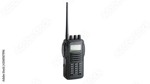 Photography Black portable two-way radio transceiver with antenna and screen