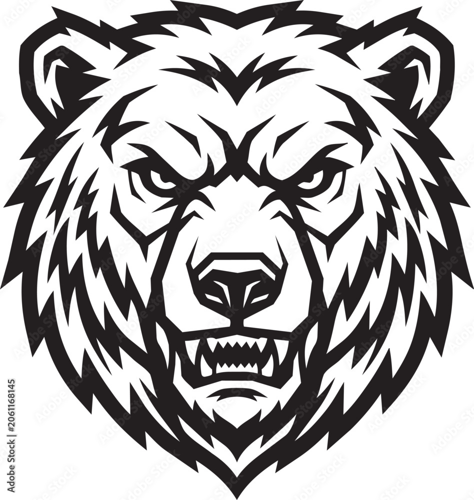 Fototapeta premium Aggressive Grizzly Bear Mascot Logo Vector Illustration