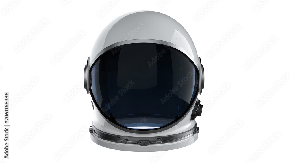 Fototapeta premium White astronaut helmet with dark visor and silver trim