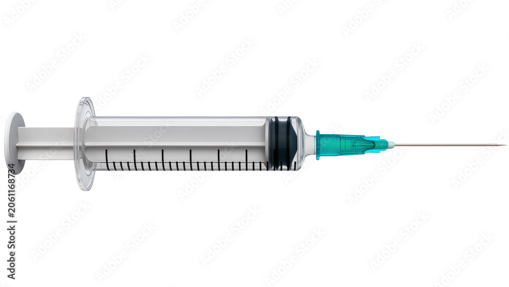 Fototapeta premium Medical syringe with needle and measurement markings