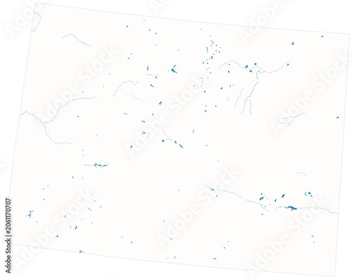 Foto Colorado water bodies vector map with lakes, rivers, reservoirs and shaded relie