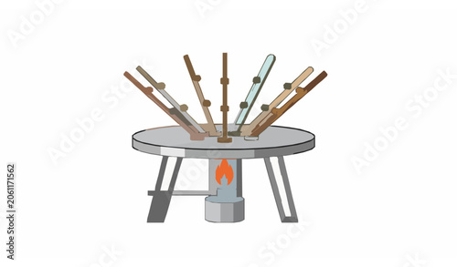 Konstfotografi Glassblowing furnace with metal blowpipes