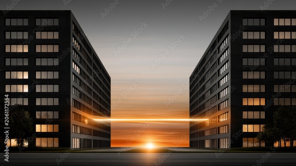 Fototapeta premium Broken bridge over fiery abyss, danger and crisis concept, dramatic challenge and risk metaphor.