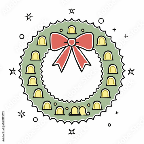 Christmas Wreath with Bells and Bow