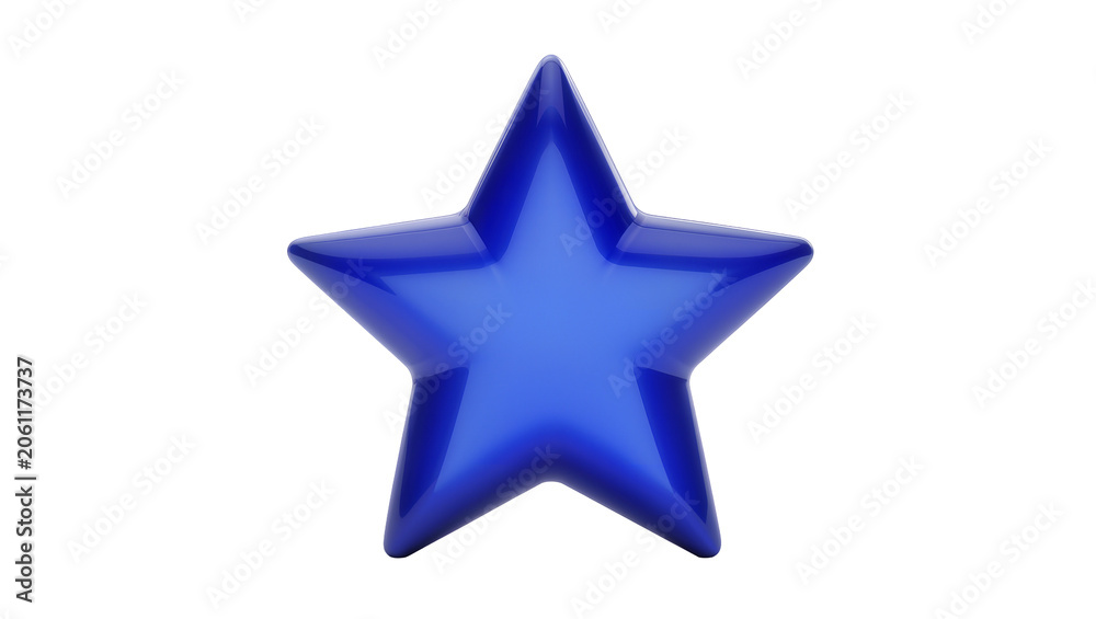 Fototapeta premium Shiny blue five-pointed star shape