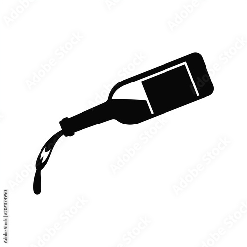 Black silhouette of oil bottle dripping vector, AI