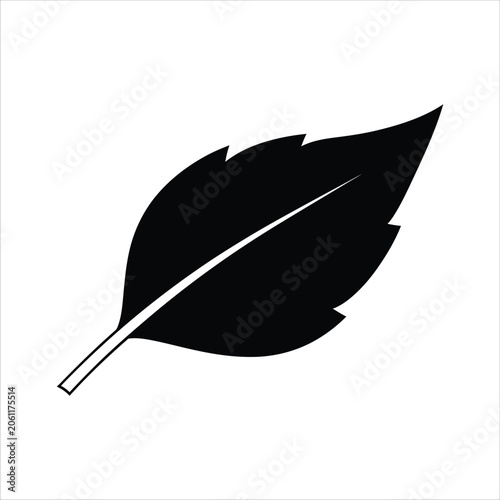 Black leaf icon vector, AI