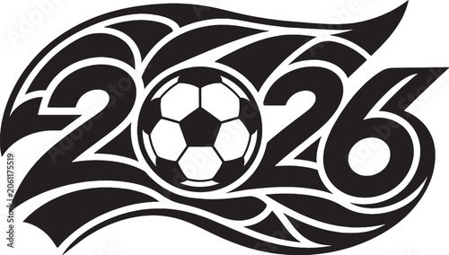 Senegal 2026 Soccer Ribbon Emblem Organic Geometric Football Vector Line Art