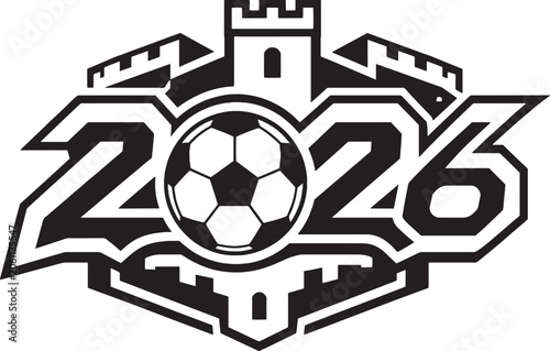 Serbia Inspired Abstract 2026 Soccer Emblem Black and White Vector Football Celebration Icon