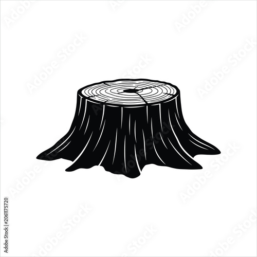 Black tree stump illustration vector, AI