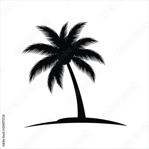 Black silhouette of a palm tree vector, AI