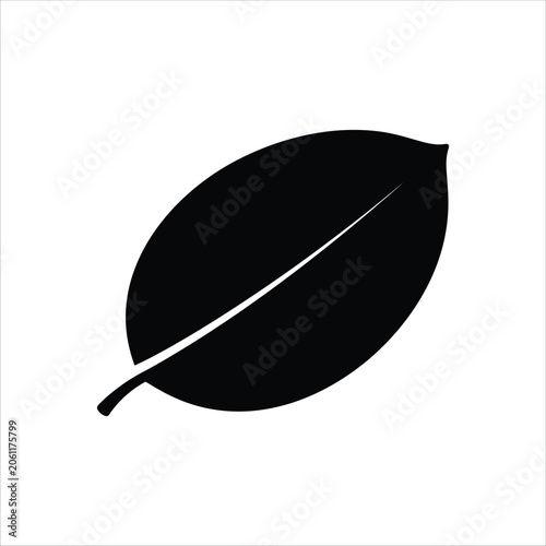 Black leaf icon vector, AI