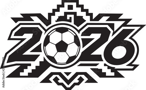 Mexico Inspired Abstract 2026 Soccer Emblem Black and White Vector Football Celebration Icon