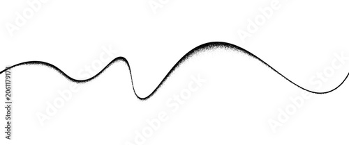 Wavy grain gradient texture. Black stippled flowing line background. Grunge noise dot work wallpaper for banner, poster, brochure. Undulate sandy backdrop with speckles, particles, granules. Vector