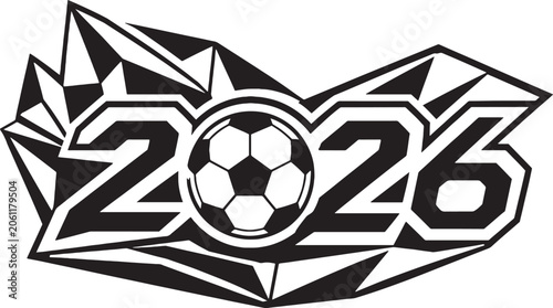 Czech Republic Inspired 2026 Soccer Celebration Emblem Black and White Vector Football Event Icon