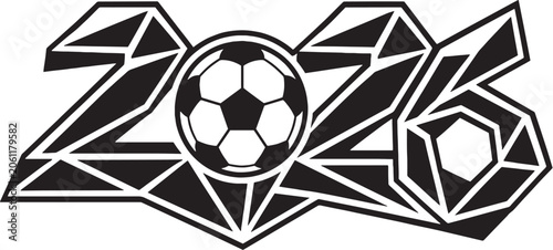 Czech Republic 2026 Soccer Emblem Crystal Inspired Geometric Football Vector Line Art