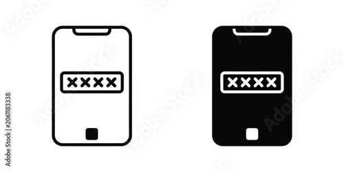 Obraz na płótnie Mobile Phone PIN Code Security Icons Set for Digital Authentication and User Acc