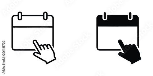 Calendar date selection icons with hand cursor pointer for scheduling and appointment booking interface