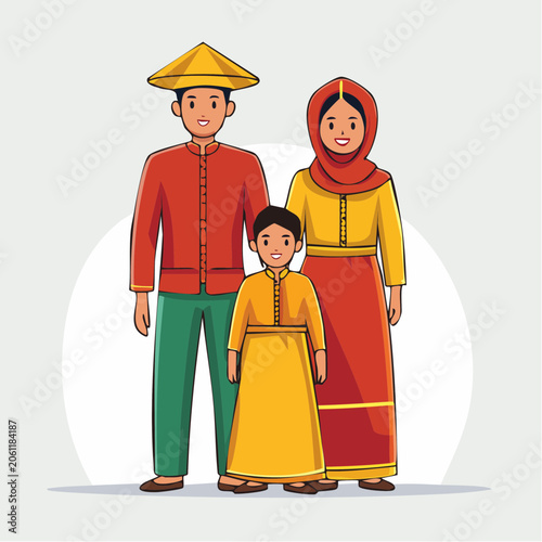 Diverse Family in Traditional Attire