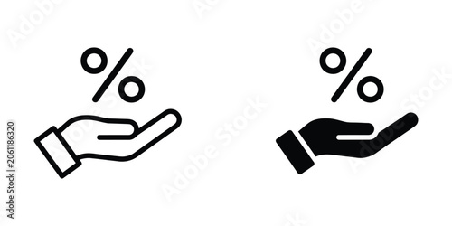 Tableau sur toile Hand holding percentage sign icon set for discount and financial savings concept
