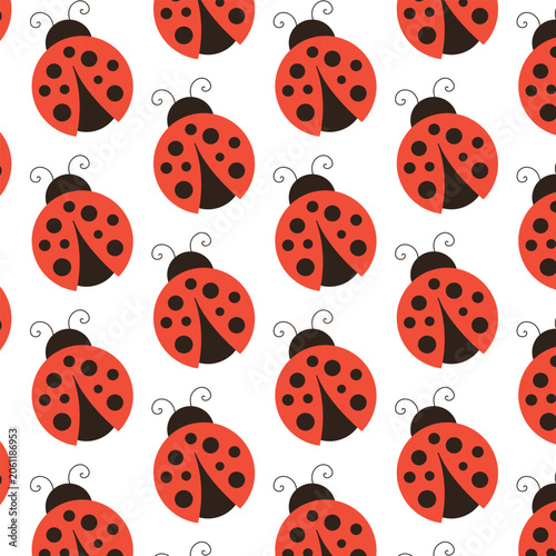 Cute Ladybug Seamless Pattern Design