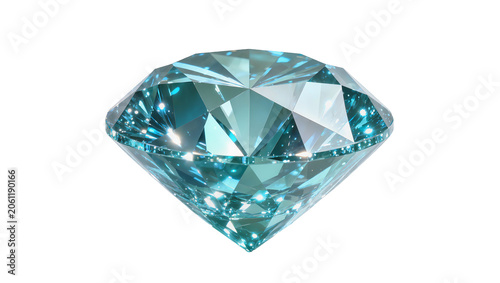 Foto Sparkling aquamarine diamond gemstone faceted and brilliant, isolated on transpa