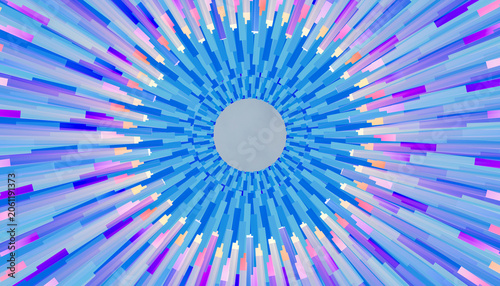Abstract radial dynamic 3d rendering background with blue lines