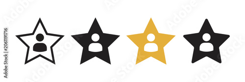 Foto Star rating icon set representing scoring and recognition with highlighted gold
