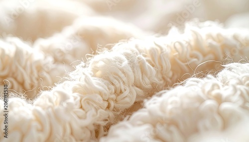 Close-up of soft, textured, fluffy white material with gentle lighting.