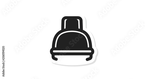 Stylized Black and White Hard Hat Icon with Shadow