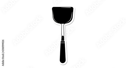 Black Wok Spatula Silhouette, Cooking Utensil Icon, Kitchen Tool Vector