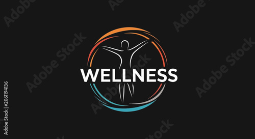 Wellness Logo: Human Figure Embracing Life's Circle, Health and Balance