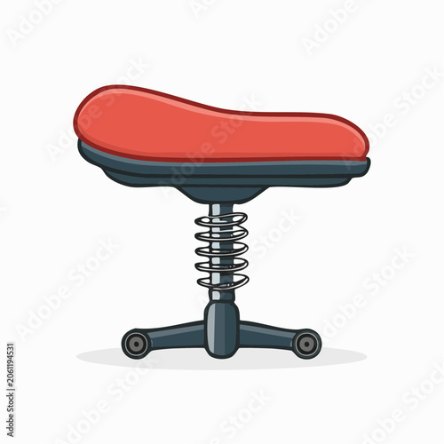 Ergonomic Office Stool with Red Seat and Spring