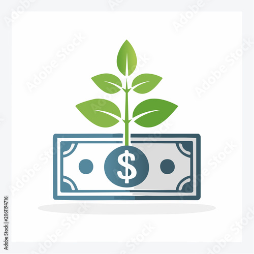 Money Plant Growing from Dollar Bill