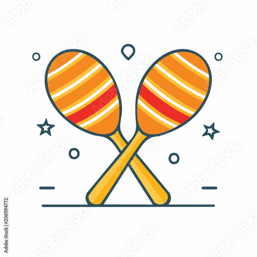 Pair of Maracas with Festive Decorations