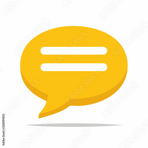 Yellow Speech Bubble Icon with Two Horizontal Lines